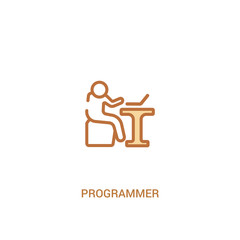 programmer concept 2 colored icon. simple line element illustration. outline brown programmer symbol. can be used for web and mobile ui/ux.