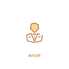 butler concept 2 colored icon. simple line element illustration. outline brown butler symbol. can be used for web and mobile ui/ux.