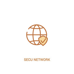 Fototapeta na wymiar secu network concept 2 colored icon. simple line element illustration. outline brown secu network symbol. can be used for web and mobile ui/ux.