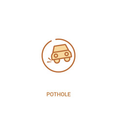 pothole concept 2 colored icon. simple line element illustration. outline brown pothole symbol. can be used for web and mobile ui/ux.