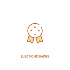 elections badge with a star concept 2 colored icon. simple line element illustration. outline brown elections badge with a star symbol. can be used for web and mobile ui/ux.