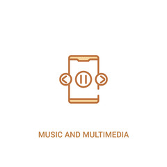 music and multimedia concept 2 colored icon. simple line element illustration. outline brown music and multimedia symbol. can be used for web and mobile ui/ux.