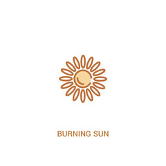 Fototapeta premium burning sun concept 2 colored icon. simple line element illustration. outline brown burning sun symbol. can be used for web and mobile ui/ux.