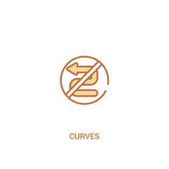 curves concept 2 colored icon. simple line element illustration. outline brown curves symbol. can be used for web and mobile ui/ux.