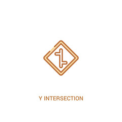 y intersection concept 2 colored icon. simple line element illustration. outline brown y intersection symbol. can be used for web and mobile ui/ux.