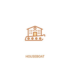 houseboat concept 2 colored icon. simple line element illustration. outline brown houseboat symbol. can be used for web and mobile ui/ux.