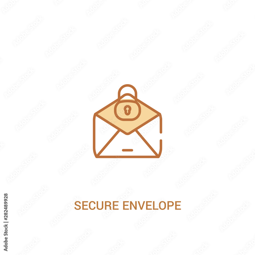 Poster secure envelope concept 2 colored icon. simple line element illustration. outline brown secure envel