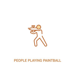 people playing paintball concept 2 colored icon. simple line element illustration. outline brown people playing paintball symbol. can be used for web and mobile ui/ux.
