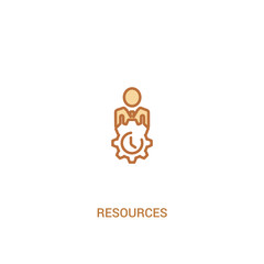 resources concept 2 colored icon. simple line element illustration. outline brown resources symbol. can be used for web and mobile ui/ux.