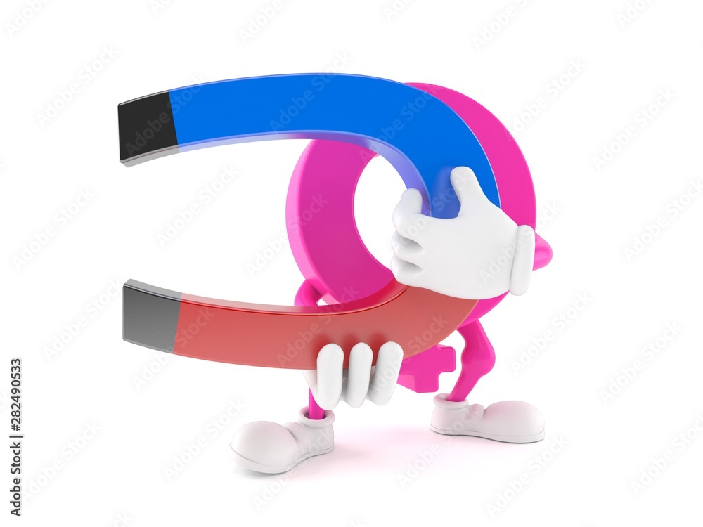 Poster Female gender symbol character holding horseshoe magnet