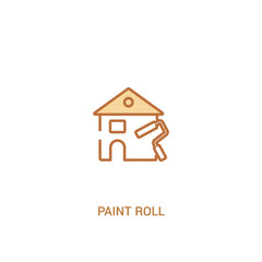 paint roll concept 2 colored icon. simple line element illustration. outline brown paint roll symbol. can be used for web and mobile ui/ux.