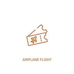 airplane flight tickets concept 2 colored icon. simple line element illustration. outline brown airplane flight tickets symbol. can be used for web and mobile ui/ux.