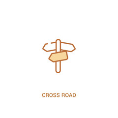 cross road concept 2 colored icon. simple line element illustration. outline brown cross road symbol. can be used for web and mobile ui/ux.