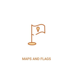 maps and flags concept 2 colored icon. simple line element illustration. outline brown maps and flags symbol. can be used for web and mobile ui/ux.