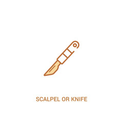 scalpel or knife medical surgery cutting tool concept 2 colored icon. simple line element illustration. outline brown scalpel or knife medical surgery cutting tool symbol. can be used for web and