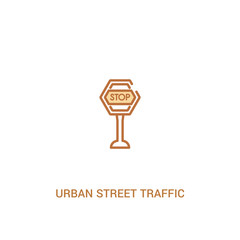 Fototapeta na wymiar urban street traffic concept 2 colored icon. simple line element illustration. outline brown urban street traffic symbol. can be used for web and mobile ui/ux.