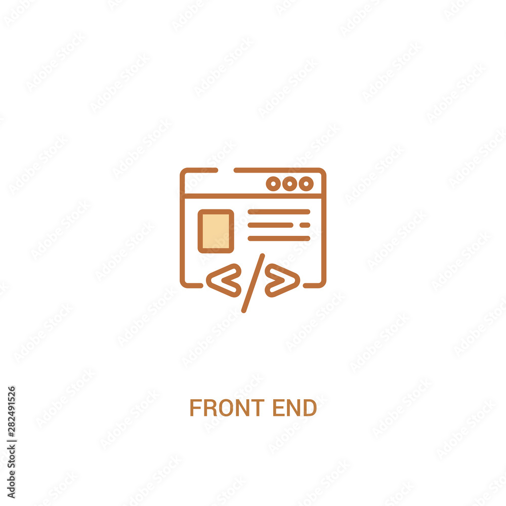 Poster front end concept 2 colored icon. simple line element illustration. outline brown front end symbol. 