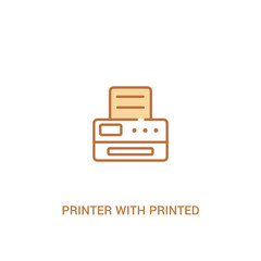 printer with printed paper concept 2 colored icon. simple line element illustration. outline brown printer with printed paper symbol. can be used for web and mobile ui/ux.