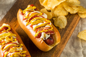 Homemade Colombian Hot Dogs with Chips