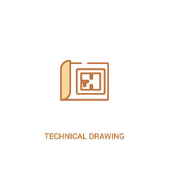 technical drawing concept 2 colored icon. simple line element illustration. outline brown technical drawing symbol. can be used for web and mobile ui/ux.