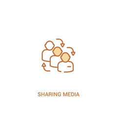sharing media concept 2 colored icon. simple line element illustration. outline brown sharing media symbol. can be used for web and mobile ui/ux.