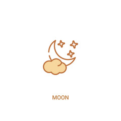 moon concept 2 colored icon. simple line element illustration. outline brown moon symbol. can be used for web and mobile ui/ux.
