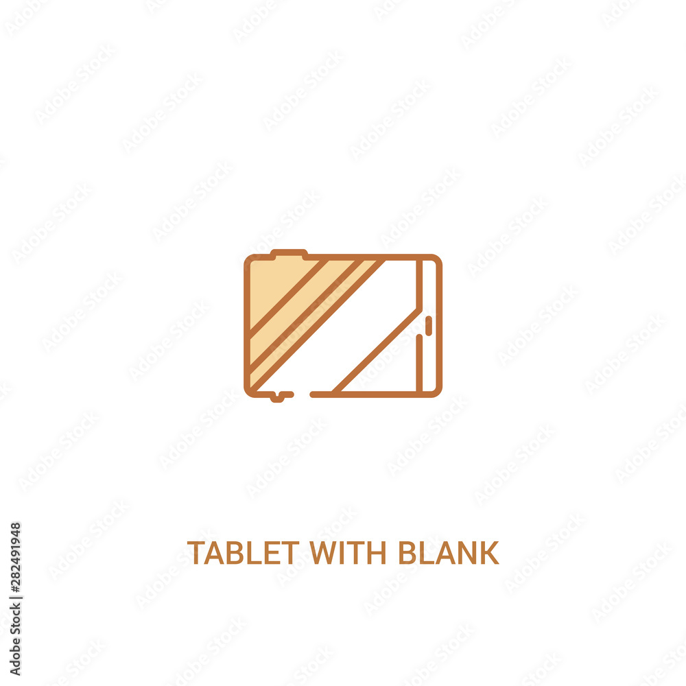 Poster tablet with blank screen concept 2 colored icon. simple line element illustration. outline brown tab