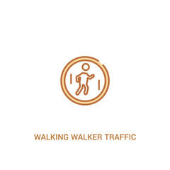 walking walker traffic concept 2 colored icon. simple line element illustration. outline brown walking walker traffic symbol. can be used for web and mobile ui/ux.