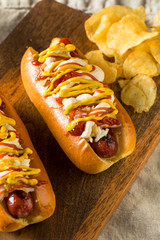 Homemade Colombian Hot Dogs with Chips