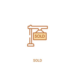 sold concept 2 colored icon. simple line element illustration. outline brown sold symbol. can be used for web and mobile ui/ux.