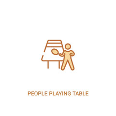 people playing table tennis concept 2 colored icon. simple line element illustration. outline brown people playing table tennis symbol. can be used for web and mobile ui/ux.