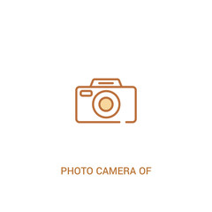 photo camera of rounded square shape concept 2 colored icon. simple line element illustration. outline brown photo camera of rounded square shape symbol. can be used for web and mobile ui/ux.