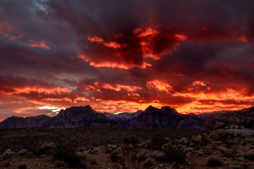 Desert landscapes with dramatic skies at dusk golden hour 