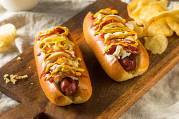 Homemade Colombian Hot Dogs with Chips