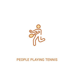 people playing tennis concept 2 colored icon. simple line element illustration. outline brown people playing tennis symbol. can be used for web and mobile ui/ux.