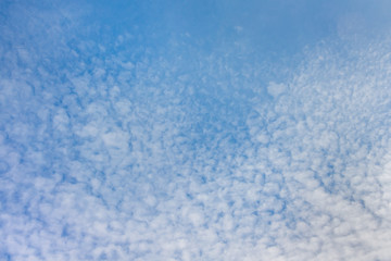 Blue sky with small white clouds, background for design_