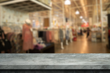 Old Gray cement shelf table with blur bokeh backgrounds,white room, interior,dimension,for display products.Best background with copy space.