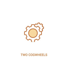 two cogwheels concept 2 colored icon. simple line element illustration. outline brown two cogwheels symbol. can be used for web and mobile ui/ux.