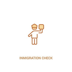 inmigration check point concept 2 colored icon. simple line element illustration. outline brown inmigration check point symbol. can be used for web and mobile ui/ux.