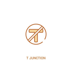 t junction concept 2 colored icon. simple line element illustration. outline brown t junction symbol. can be used for web and mobile ui/ux.