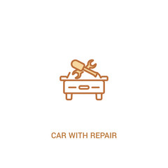 car with repair equipment concept 2 colored icon. simple line element illustration. outline brown car with repair equipment symbol. can be used for web and mobile ui/ux.