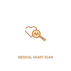 medical heart scan concept 2 colored icon. simple line element illustration. outline brown medical heart scan symbol. can be used for web and mobile ui/ux.