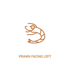 prawn facing left concept 2 colored icon. simple line element illustration. outline brown prawn facing left symbol. can be used for web and mobile ui/ux.