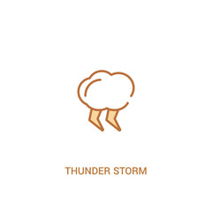 thunder storm concept 2 colored icon. simple line element illustration. outline brown thunder storm symbol. can be used for web and mobile ui/ux.