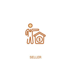 seller concept 2 colored icon. simple line element illustration. outline brown seller symbol. can be used for web and mobile ui/ux.