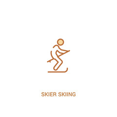 Fototapeta na wymiar skier skiing concept 2 colored icon. simple line element illustration. outline brown skier skiing symbol. can be used for web and mobile ui/ux.