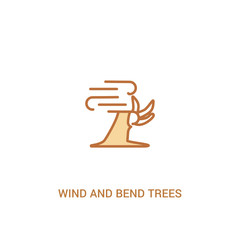 wind and bend trees concept 2 colored icon. simple line element illustration. outline brown wind and bend trees symbol. can be used for web and mobile ui/ux.