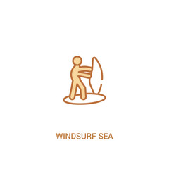 windsurf sea concept 2 colored icon. simple line element illustration. outline brown windsurf sea symbol. can be used for web and mobile ui/ux.