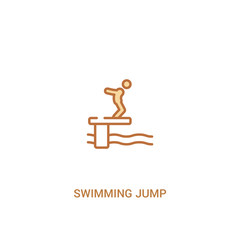 swimming jump concept 2 colored icon. simple line element illustration. outline brown swimming jump symbol. can be used for web and mobile ui/ux.