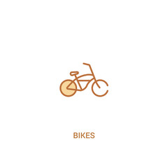 bikes concept 2 colored icon. simple line element illustration. outline brown bikes symbol. can be used for web and mobile ui/ux.